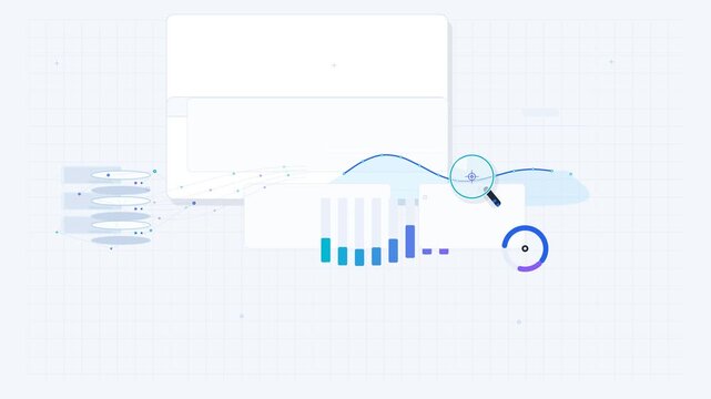 Data analytics dashboard interface with animated graphs and financial charts motion