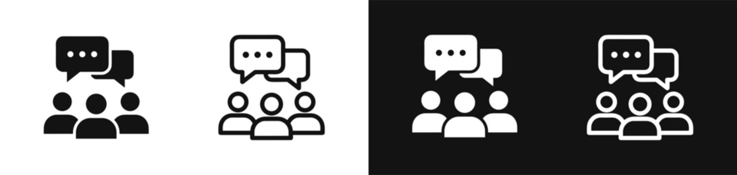 Group discussion chat communication bubble icon vector set