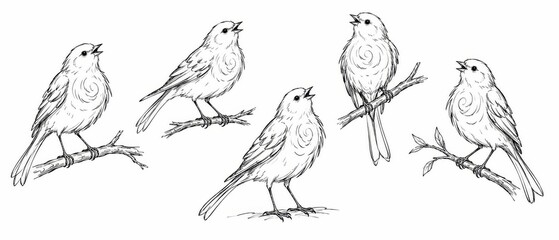 Fototapeta premium Hand Drawn Bird Illustration Collection