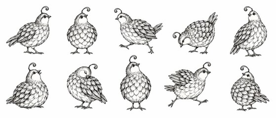 Fototapeta premium Hand Drawn Bird Illustration Collection