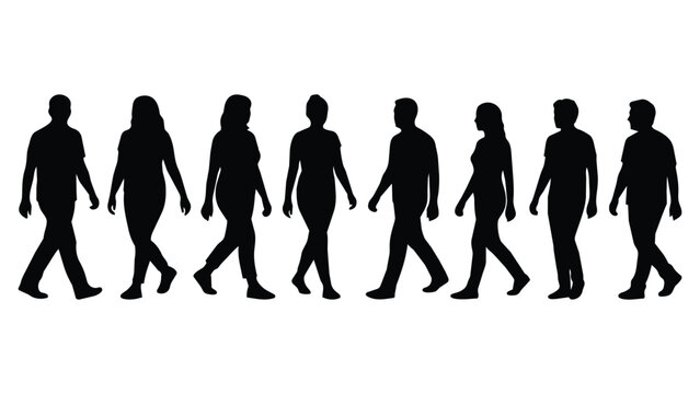 Silhouettes of People Walking in Different Postures