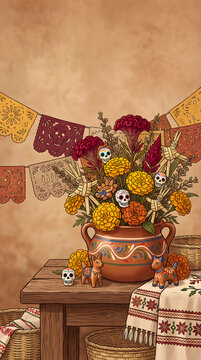 Botanical arrangement for d&Atilde;&shy;a de&acirc;&euro;&brvbar; in modern commercial stock setting