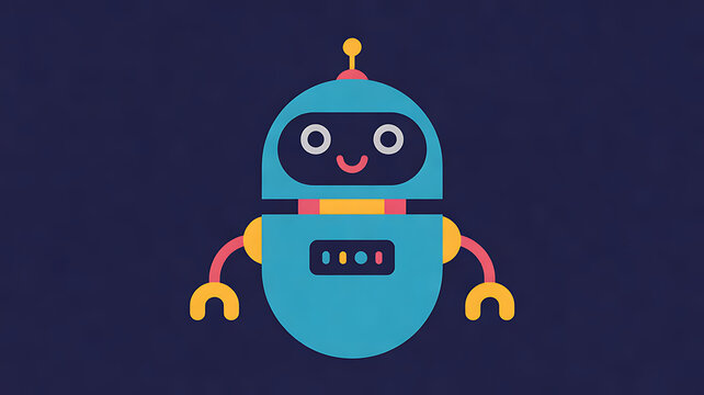 Original rounded geometric helper robot illustration 