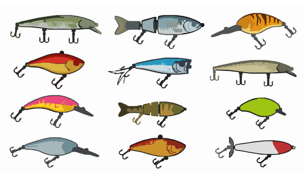 SEO Title:
Artificial Fishing Bait Wobbler Crankbait Lure Thin Vector Icon Set
