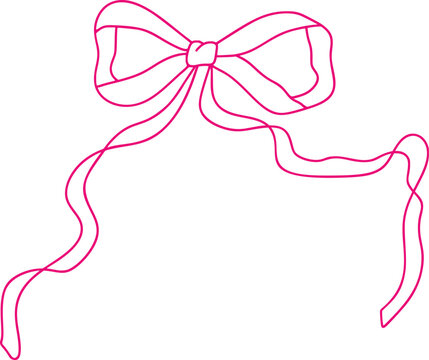 Pink isolated vector ribbon bow vector illustration for presents Pink decorative symbol representing celebration tying and ornament