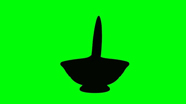 Green Screen Black Oil Lamp Silhouette Animation for Chroma Key Editing and Festival Video Compositing