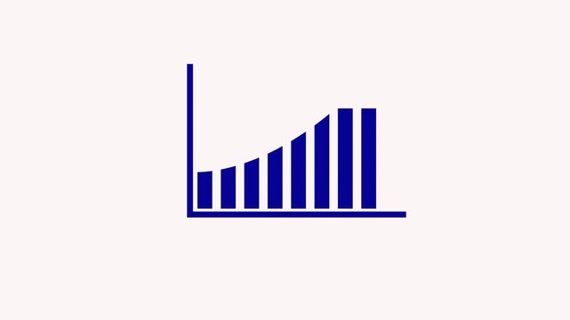 Motion animated footage of statistics bar growth with upward arrow - finance bar graph rising up,  arrows axis, and business success animation.  white background  4k .video