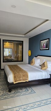 hotel room with a bed