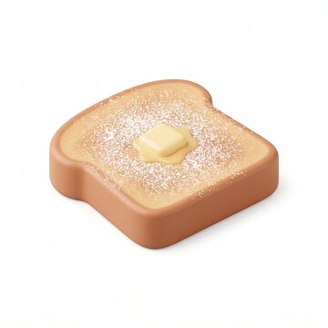 Stylized slice of toast with melting butter and sugar sprinkle