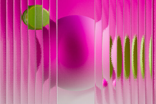 Pink and Green Abstract Glass Geometry