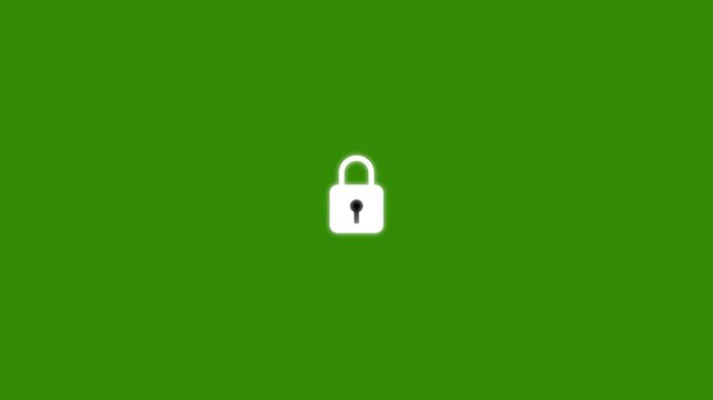 Animated padlock with loading spinner on green screen for cybersecurity and data protection projects