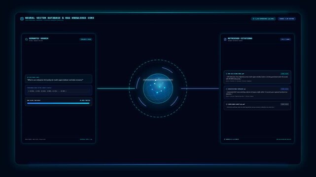 Neural Vector Database and RAG Interface with Glowing Data Sphere