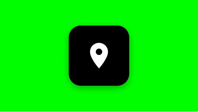 Location pin icons on a green screen background