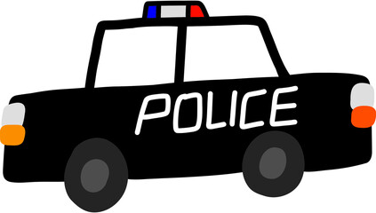 Black and White Police Car Side View Simple Illustration © Haley