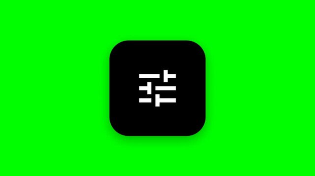 Minimalist control slider icons on green screen background
