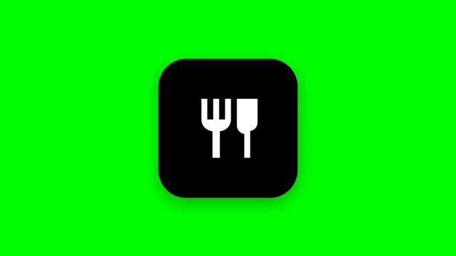 Restaurant icon grid animation on green screen background