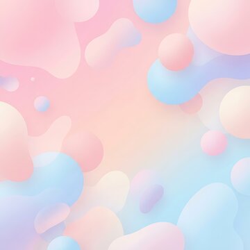 Abstract background, featuring soft pastel, colored liquid shapes, and floating spheres, in pink, blue, and peach hues, with a smooth, gradient texture