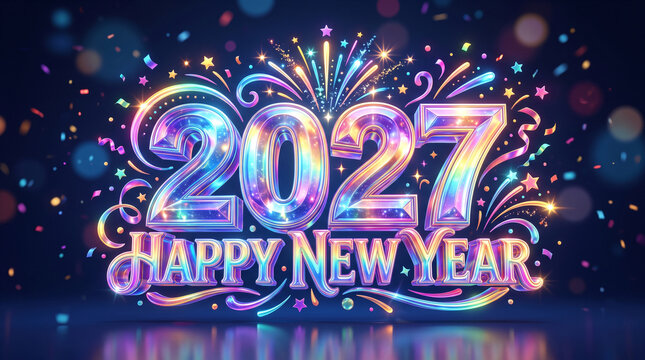 2027 happy new year vector collor full