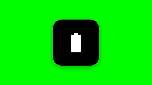 Battery power level icons on green chroma key background