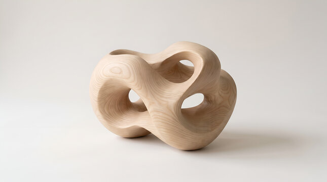 Abstract Wooden Sculpture with Interconnected Openings