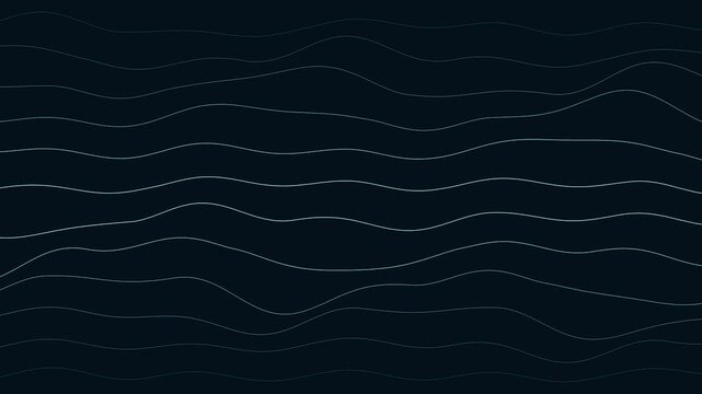 Elegant dark abstract motion background featuring smooth flowing wavy lines with subtle luminous details and continuous organic movement, ideal for presentations, technology visuals, modern designs 