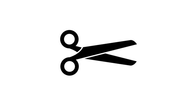 scissors cut icon animation loop seamless Black scissors opening and closing on a white background, simple animation