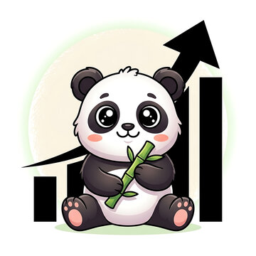 panda bear with bamboo