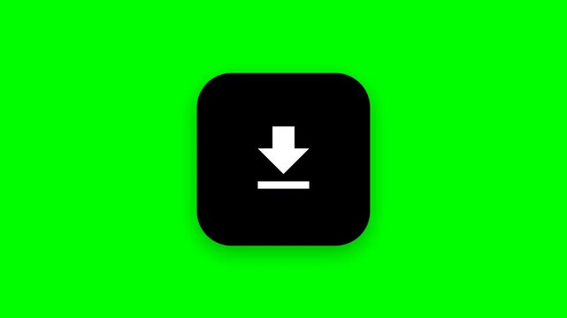 Black download button icons grid on green screen background
