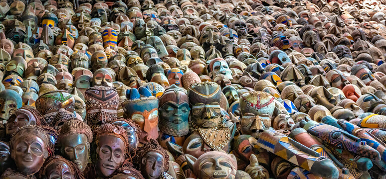 Ancient northern Angolan and Congolese tribal masks, Luanda, Angola