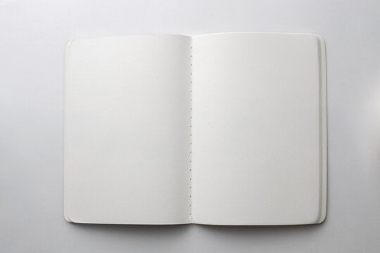 Top View Blank Open Notebook Mockup on White Background