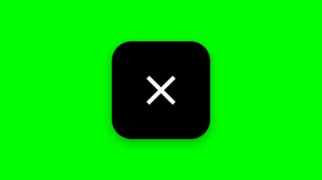 Black close icons grid on green screen background