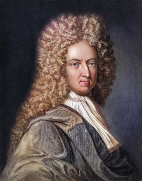Daniel Defoe 1660, 1731. English novelist and journalist. From the book Gallery of Portraits, 1833, Historical, digitally restored reproduction from a 19th century original, Record date not stated