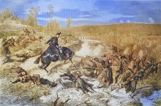 Battle scene, illustrated war history, German, French war 1870-1871, Germany, France, Battle scene, illustrated war history, German, French war 1870-1871, Germany, France