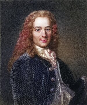 Voltaire, pseudonym of Francois-Marie Arouet, 1694-1778, French writer and philosopher. From the book Gallery of Portraits, published in 1833, Historical, digitally restored reproduction from a 19th century original, Record date not stated
