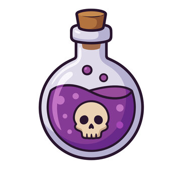 Magic Poison Potion Bottle Cartoon Vector Illustration for Halloween