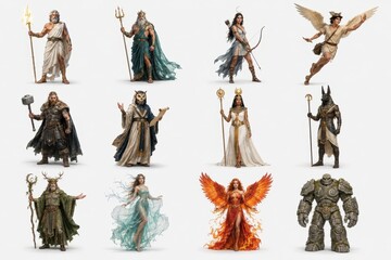 Fototapeta premium Mythological fantasy characters isolated collection