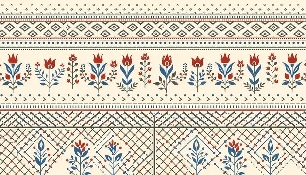 Contemporary Romanian cultural pattern vector background
