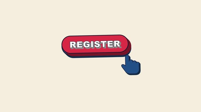Register button click retro 3d animation cream paper background