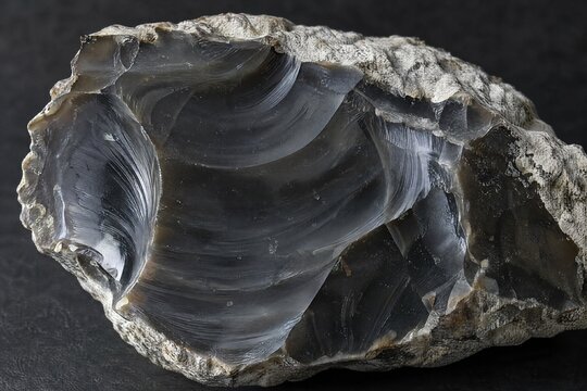 Broken flint nodule with conchoidal fracture