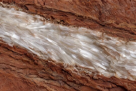 Satin spar gypsum fibrous crystal vein
