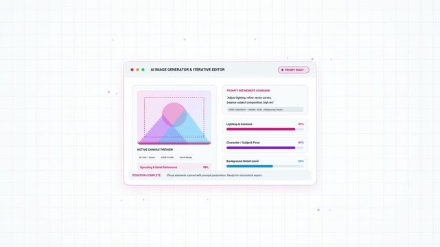 AI Image Generator and Iterative Editor Interface Animation