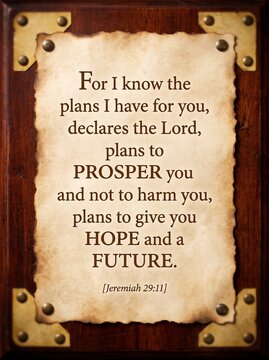Vintage parchment style bible quote jeremiah 29 11 prosper hope