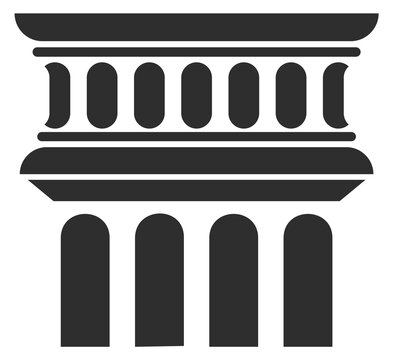 A building with four pillars and a large archway