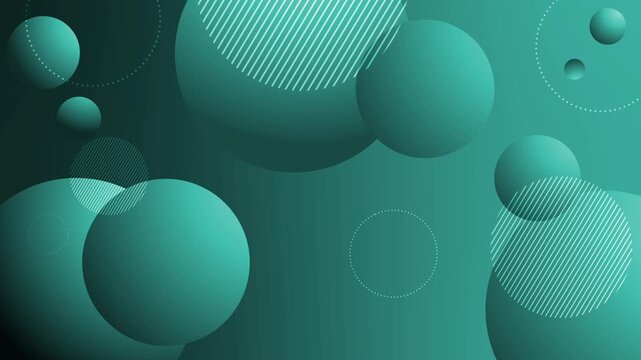 Abstract background with overlapping 3d spheres and dotted and striped circular patterns modern minimalist geometric design animation