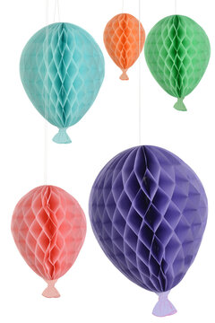 colorful paper balloons on white