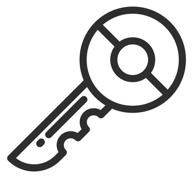 A key with a circle in the middle of it