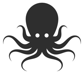 A black octopus with a large head and long tentacles © MicroOne
