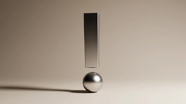 Metallic question mark and exclamation point animation on beige