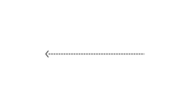 Minimalist animated dashed arrow line pointing left on white background, pointer direction