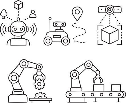 AI Robotics and Industrial Automation Icon Set